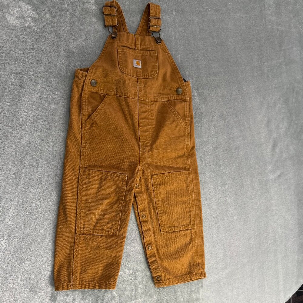 Carhartt Boys Cotton Canvas Overalls Pockets Button Casual 24 Months